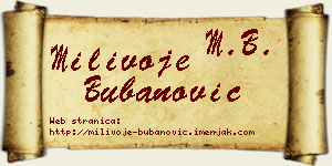 Milivoje Bubanović vizit kartica